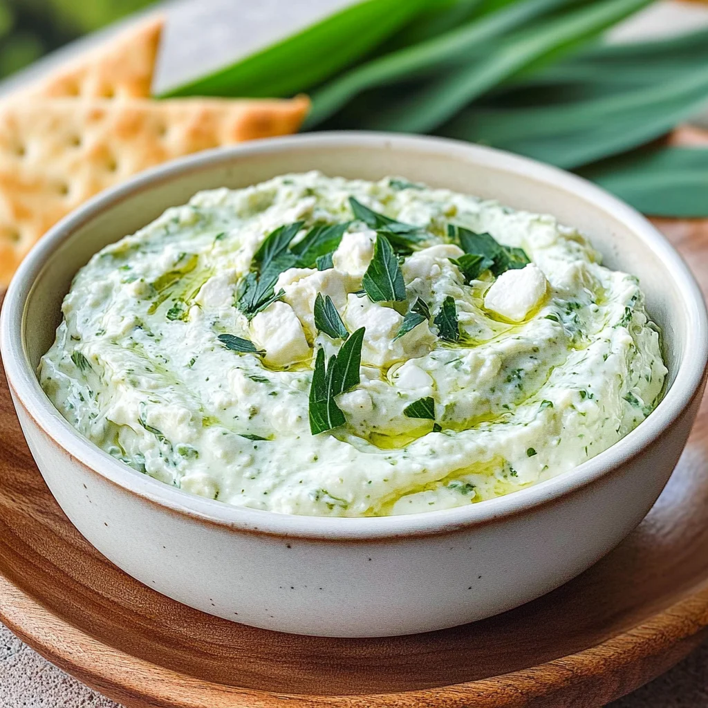 Bärlauch-Dip mit Feta & Frischkäse