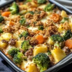 Farbenfroher Gemüse-Hack-Auflauf