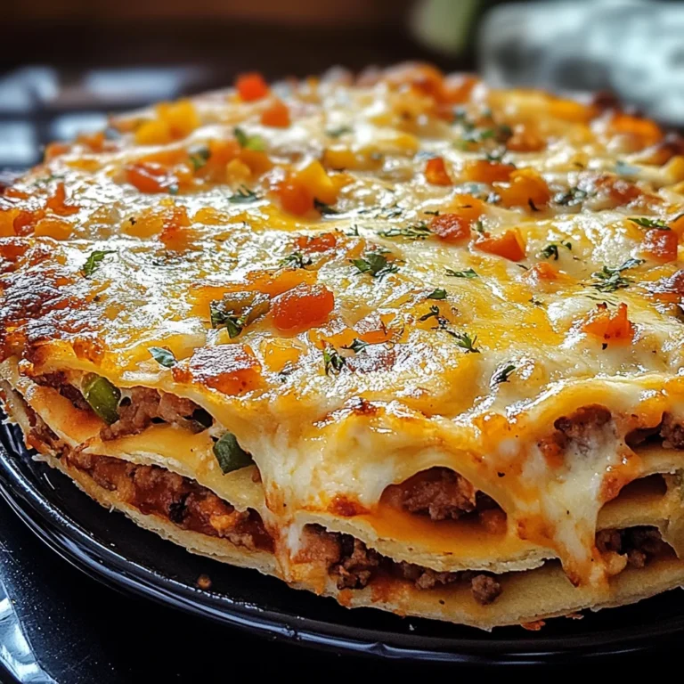 Feurige Tortilla-Torte mit Überbackenem Käse