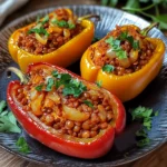 Gefüllte Spitzpaprika mit roten Linsen