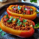 Gefüllte Spitzpaprika mit roten Linsen