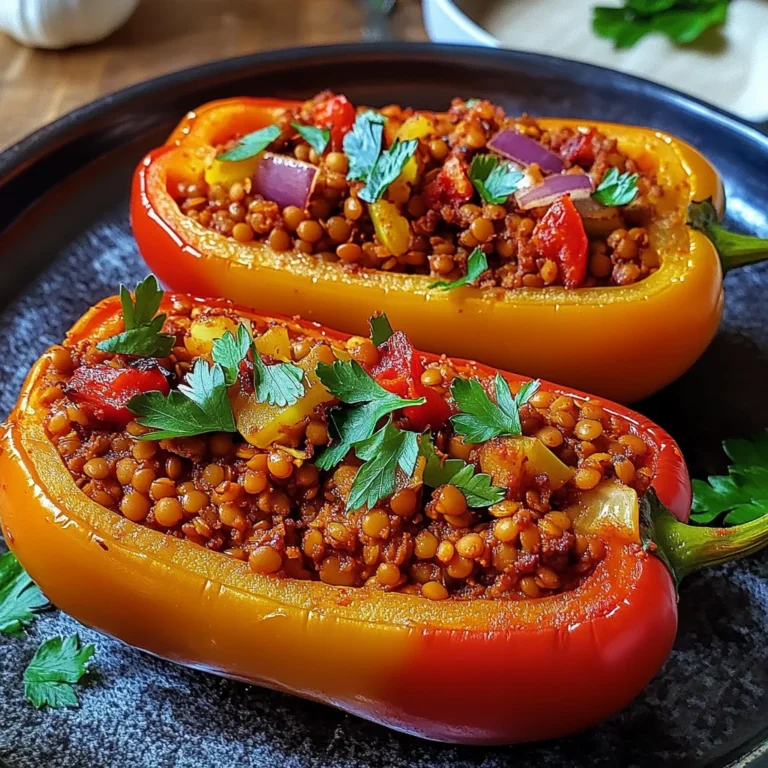 Gefüllte Spitzpaprika mit roten Linsen