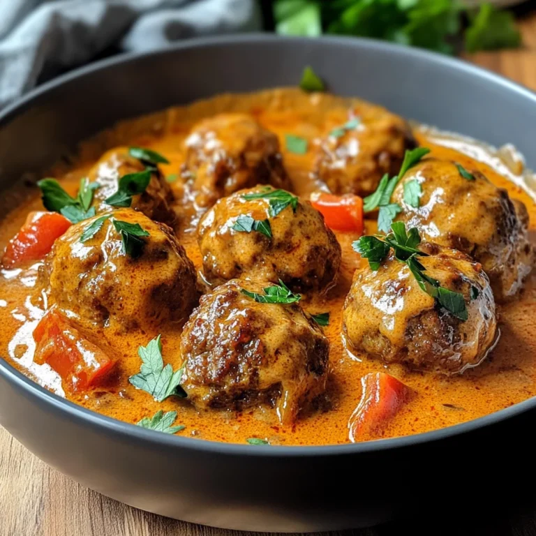 Hackbällchen in cremiger Paprikasoße