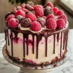 Himbeer-Frischkäse-Torte mit knackigem Schoko-Drip