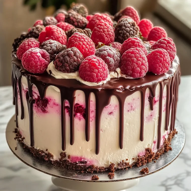 Himbeer-Frischkäse-Torte mit knackigem Schoko-Drip