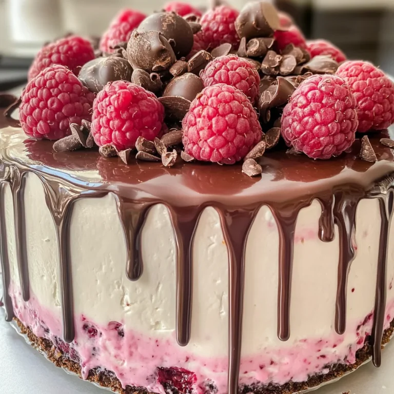 Himbeer-Frischkäse-Torte mit knackigem Schoko-Drip