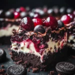 Käsekuchen Brownies mit Kirschen