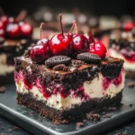 Käsekuchen Brownies mit Kirschen