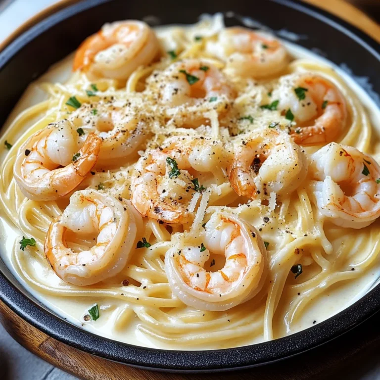 Spaghetti Alfredo mit Garnelen