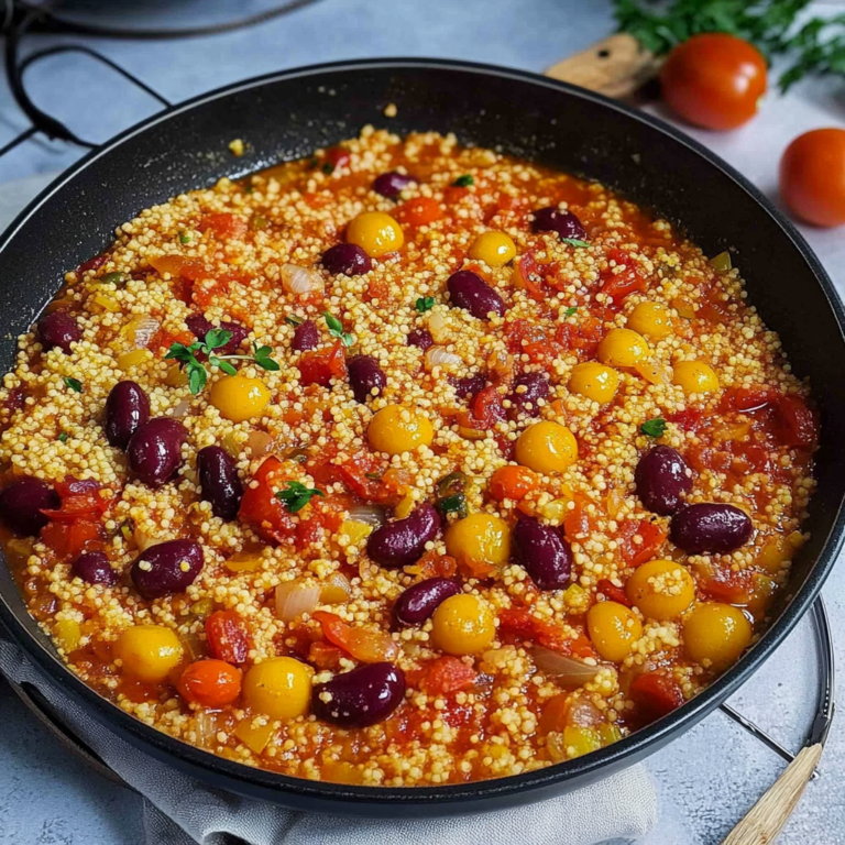 Schnelle Couscous-Pfanne mit Tomaten und Kidneybohnen
