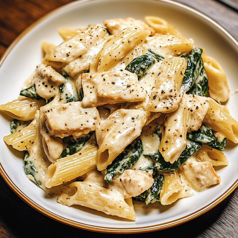 Verführerische Frischkäse Spinat Hähnchen Pasta Rezept