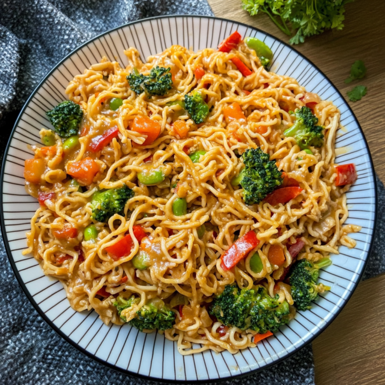 Perfekte Mie Nudeln mit Erdnusssauce und Gemüse in 30 Min