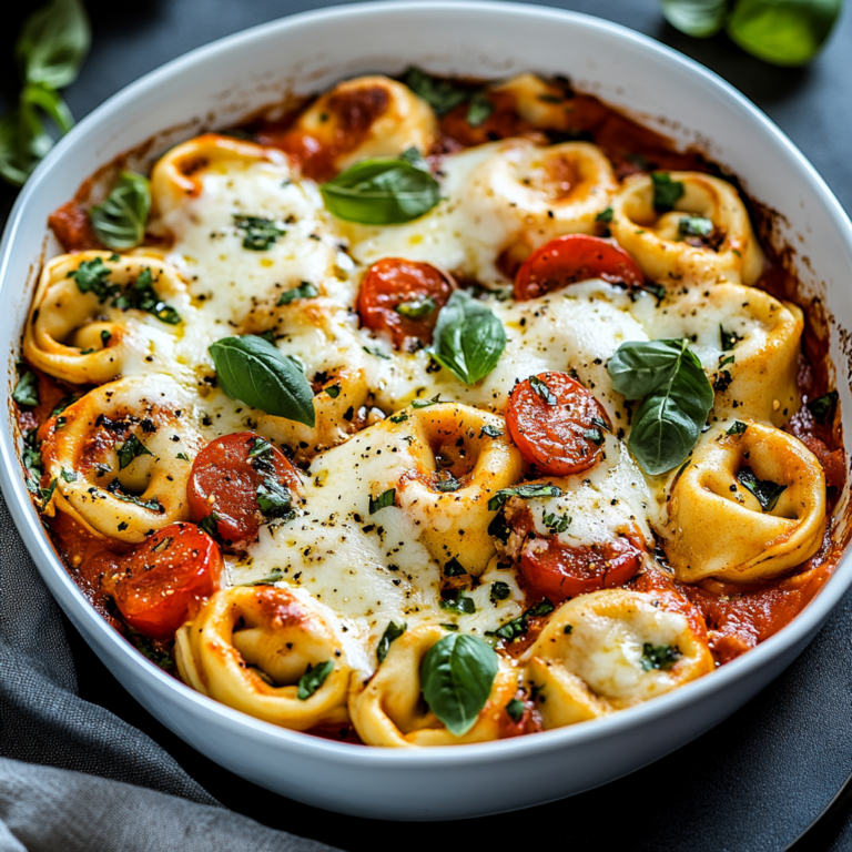 Einfache Tortellini-Auflauf mit Tomaten und Mozzarella