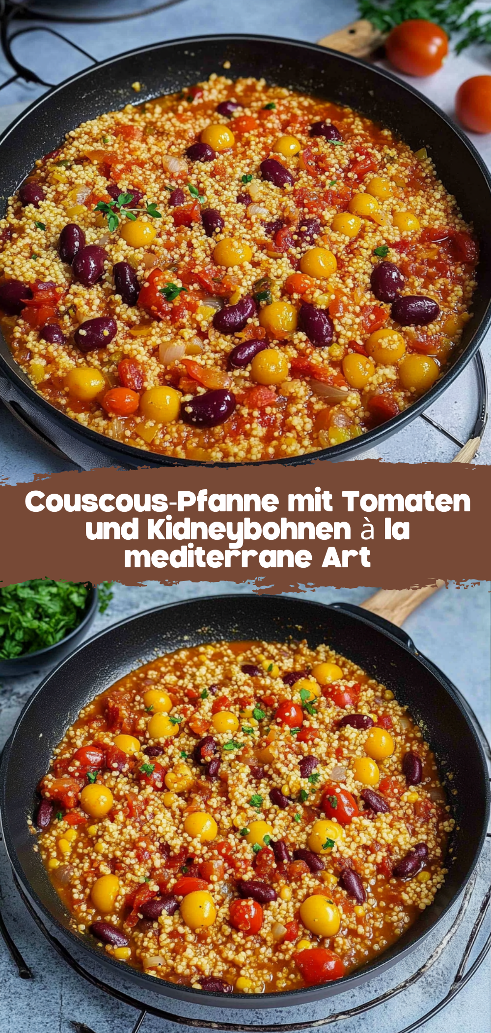 Couscous-Pfanne mit Tomaten und Kidneybohnen