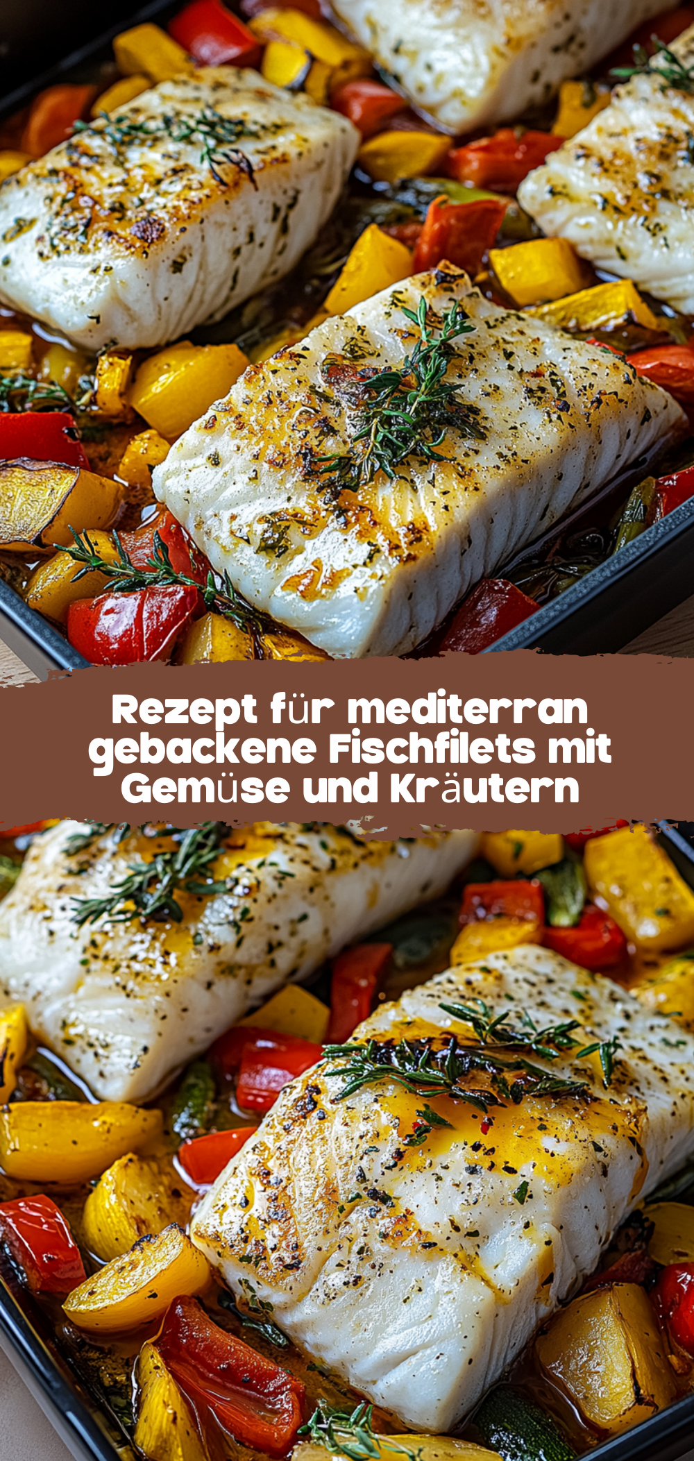 Rezept für mediterran gebackene Fischfilets mit Gemüse