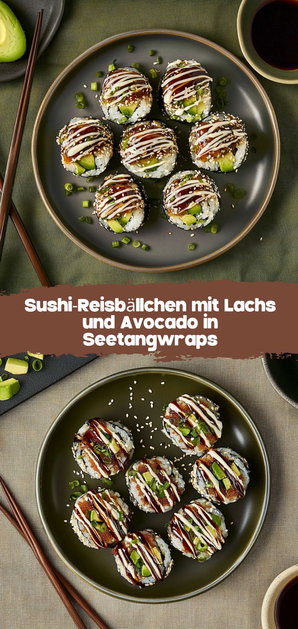 Sushi-Reisbällchen mit Lachs und Avocado
