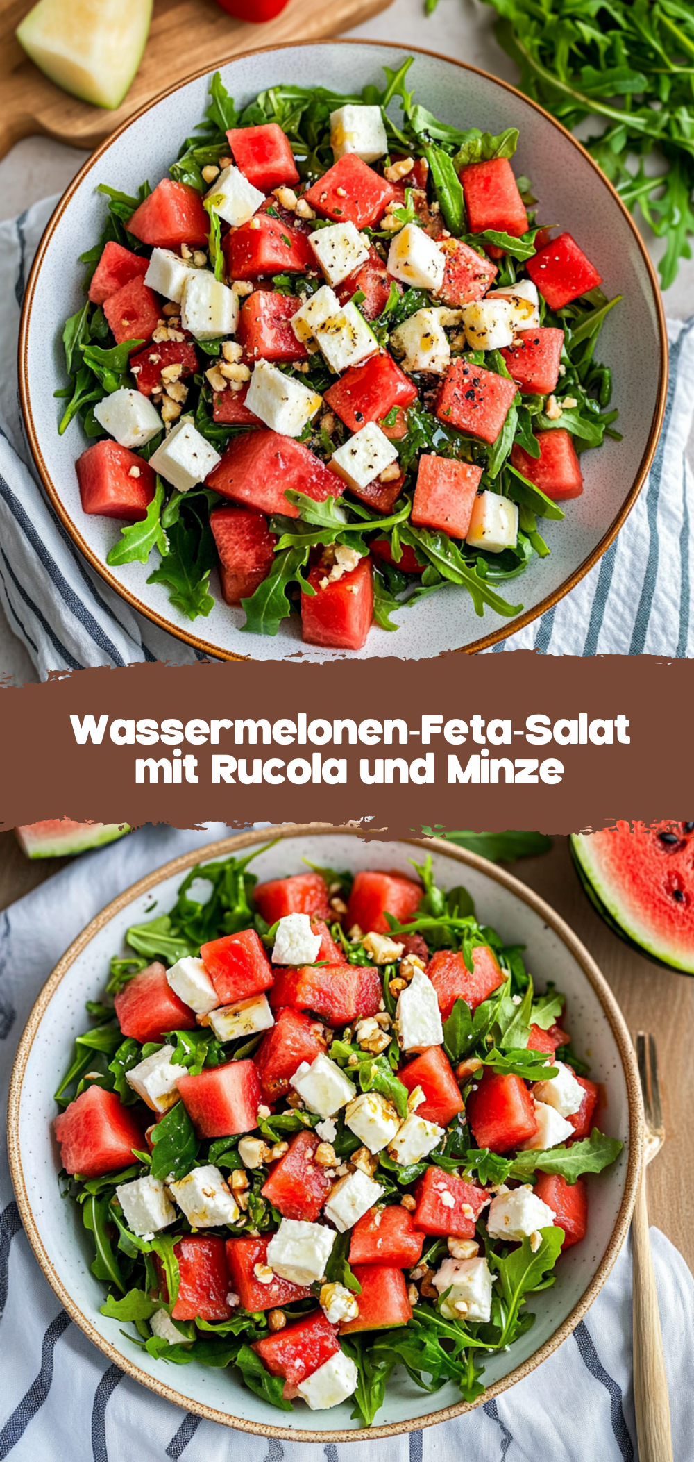 Wassermelonen-Feta-Salat mit Rucola
