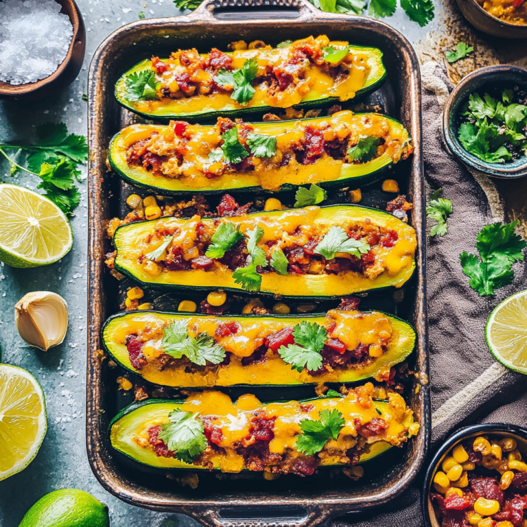 Leckere Mexikanische Gefüllte Zucchini-Schiffchen (Vegan)