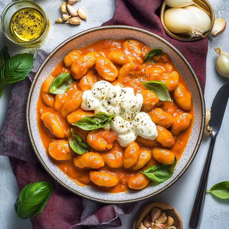 Verführerische Gnocchi Pfanne mit Tomate, Mozzarella & Ba…