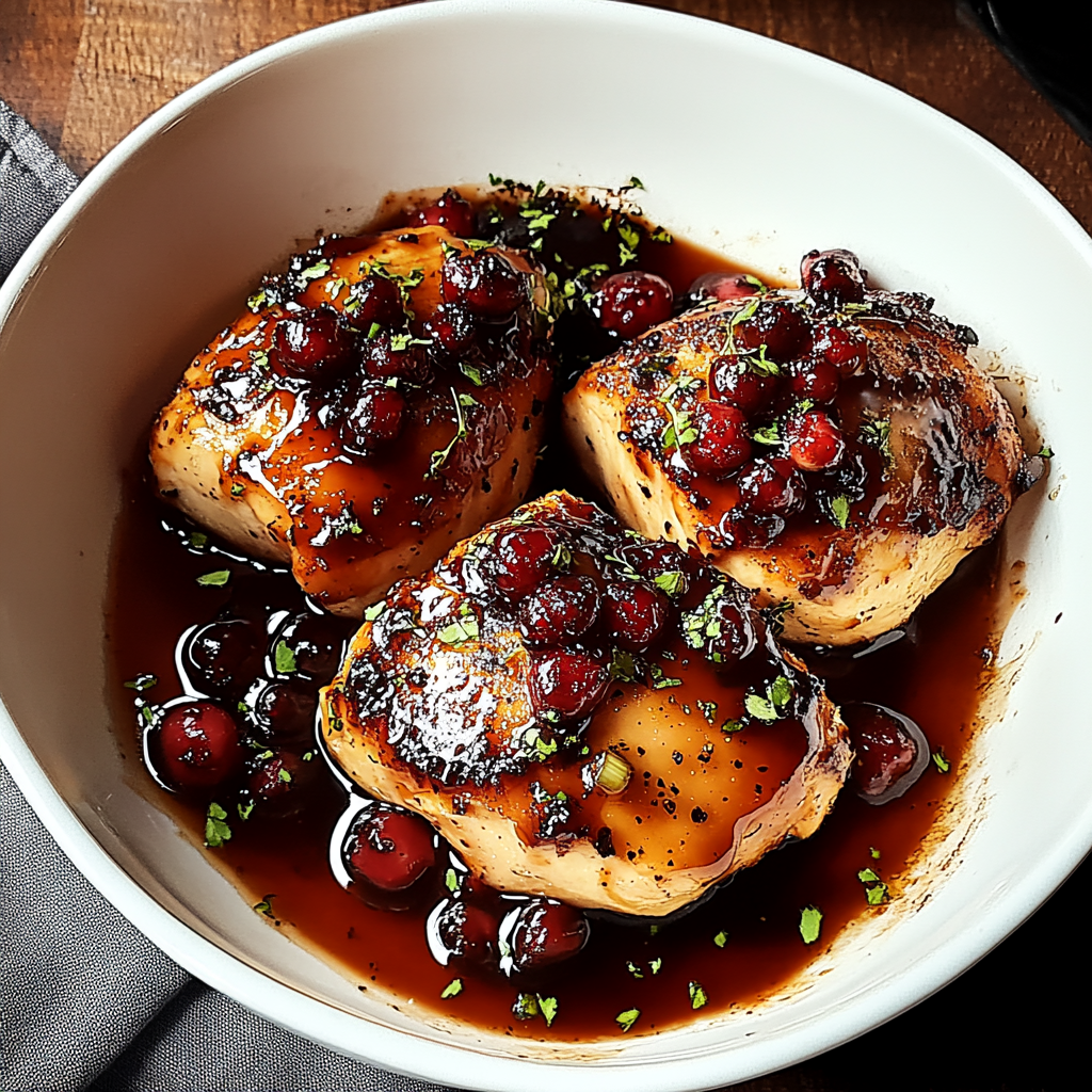 Verführerisches Hähnchen mit Preiselbeer-Balsamico-Glasur