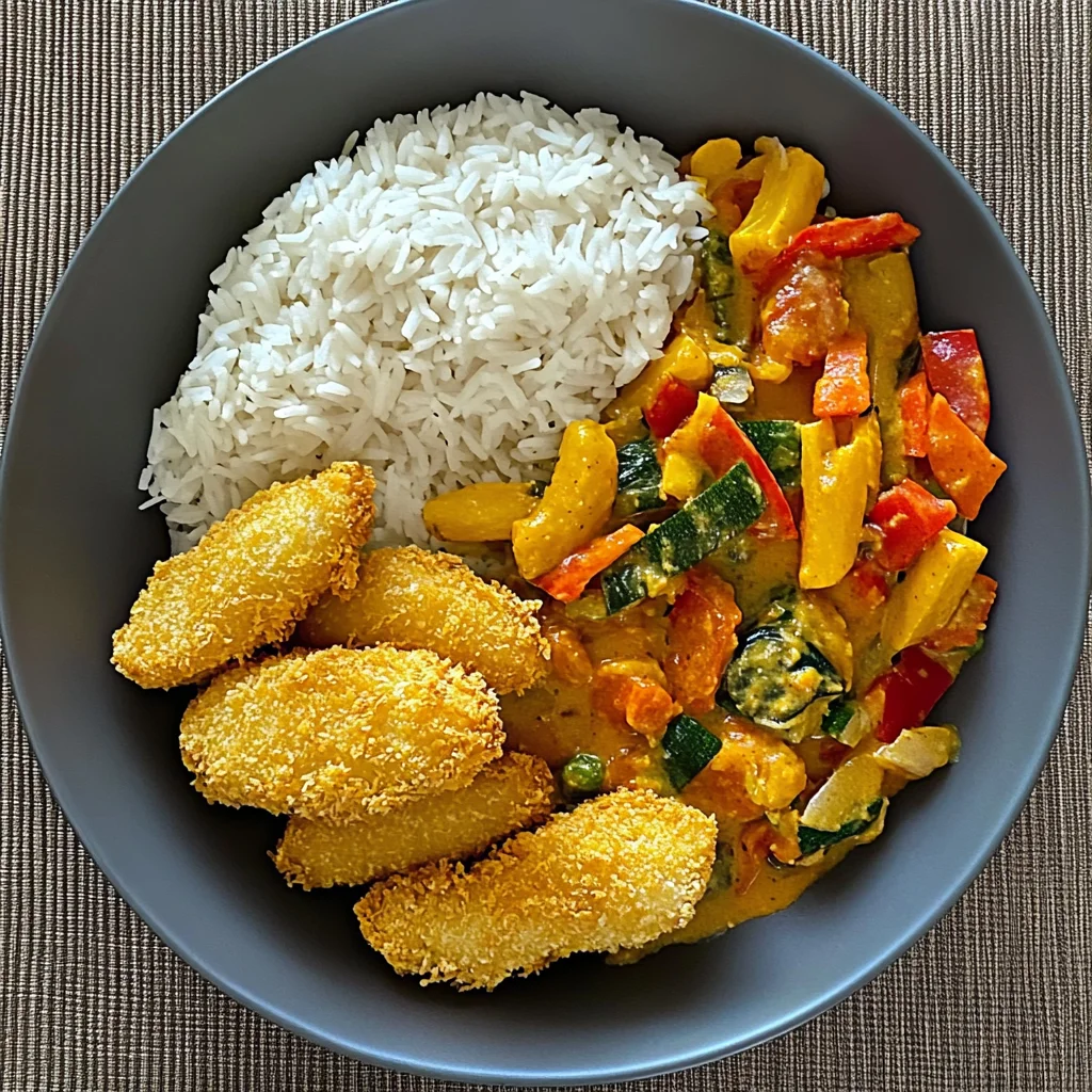 Knuspriges Hähnchen mit Curry Gemüse und Reis: Genuss pur