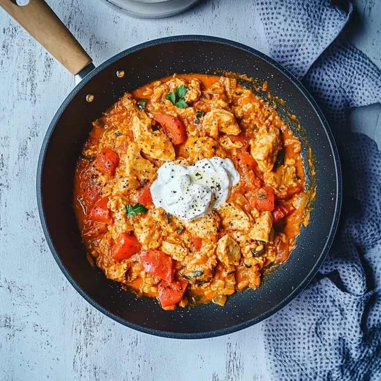 Paprika-Hähnchen-Pfanne mit Reis – cremig & lecker genießen