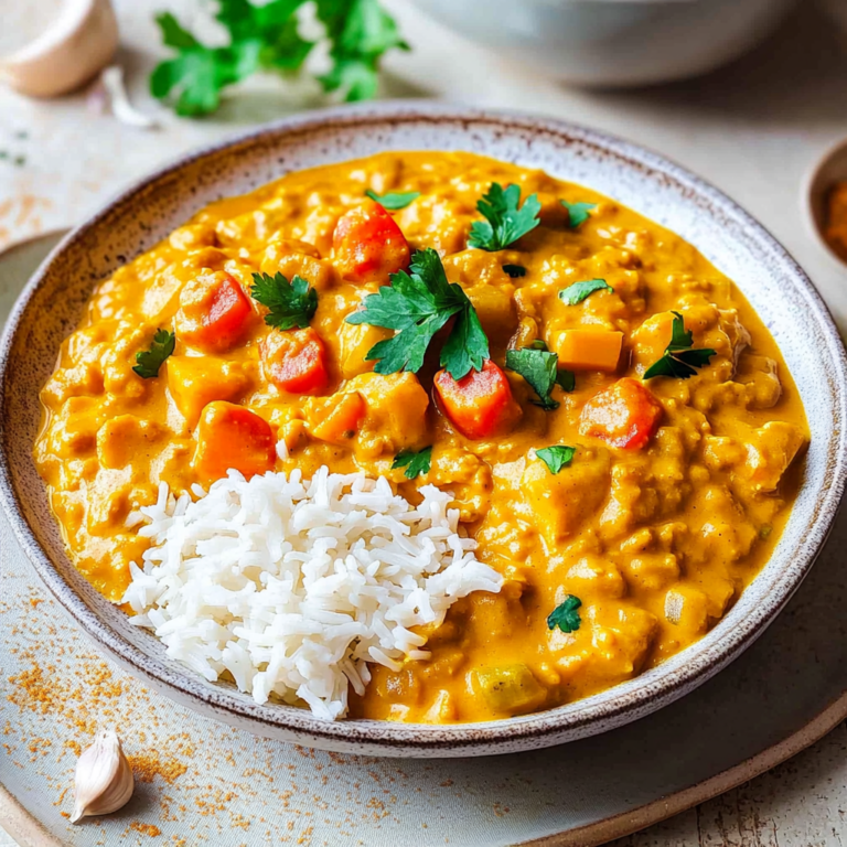 Cremiges Süßkartoffel-Linsen-Curry mit Kokosmilch genießen