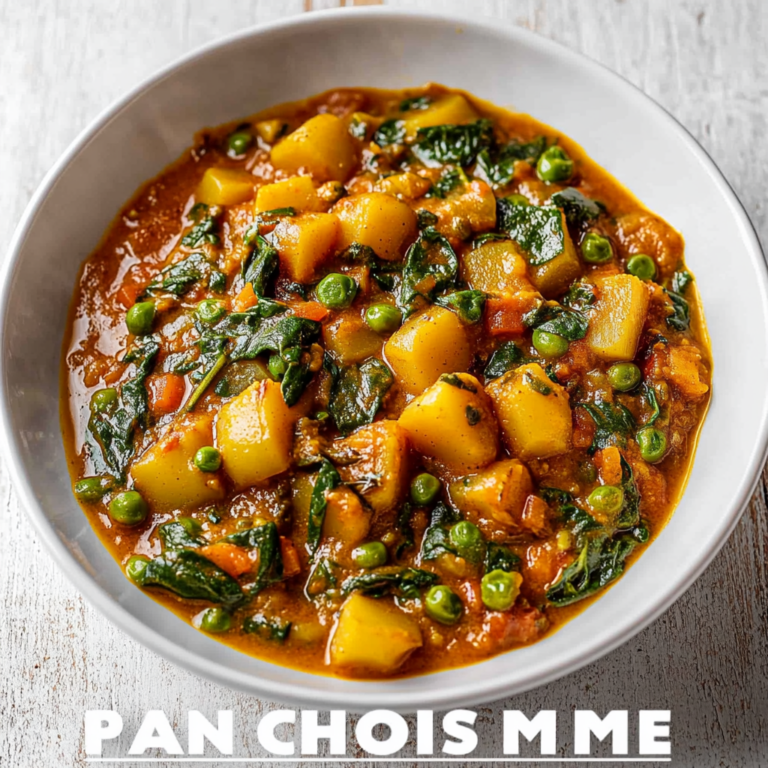 Köstliches Veganes Kartoffelcurry mit Spinat und Erbsen