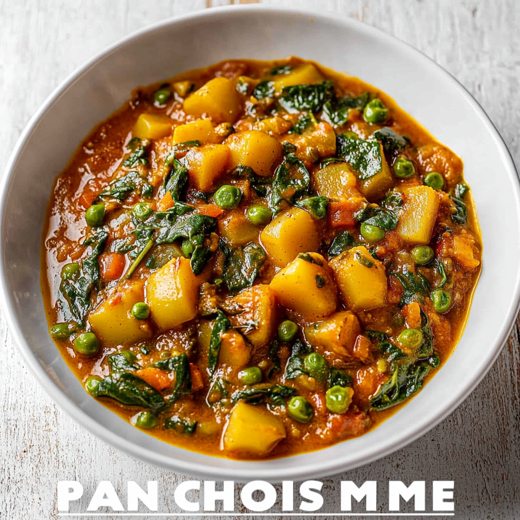 Köstliches Veganes Kartoffelcurry mit Spinat und Erbsen