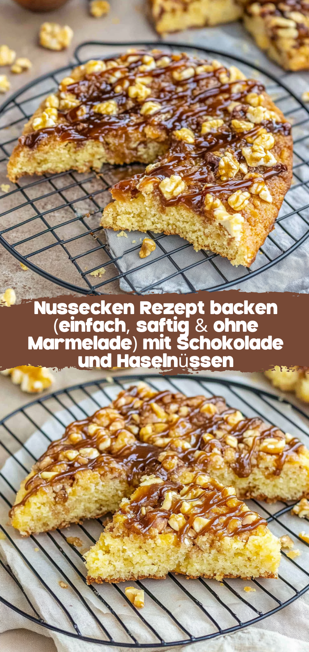 Nussecken Rezept backen (einfach, saftig & ohne Marmelade)