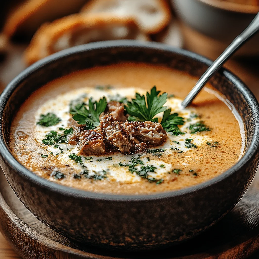 Friss-dich-dumm-Suppe: Cremige Käsesuppe mit Hackfleisch