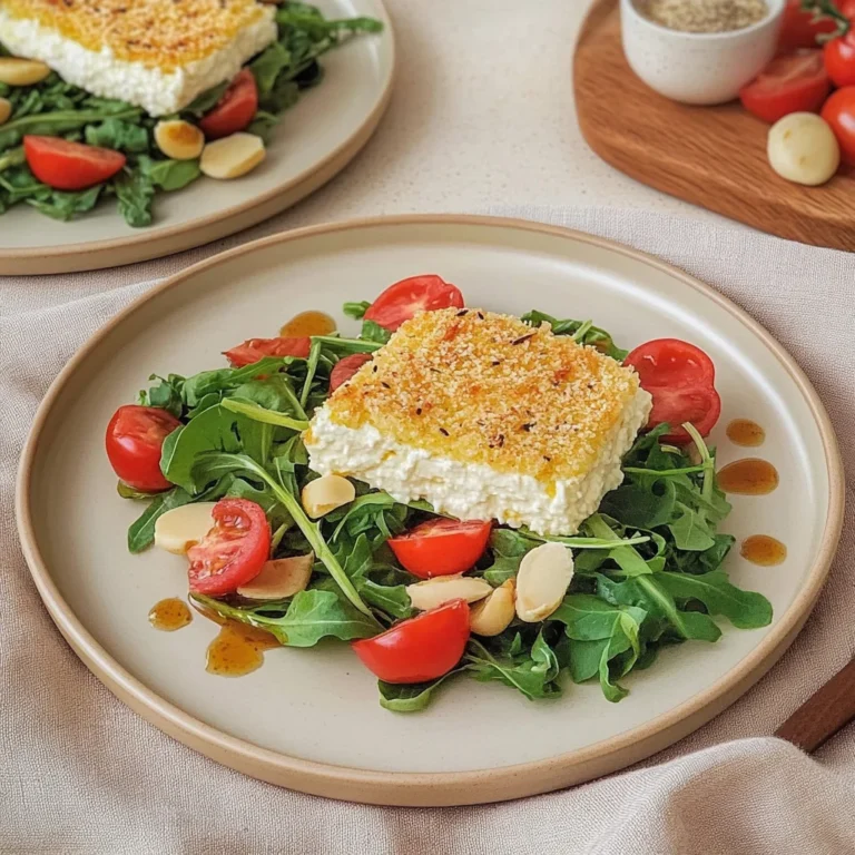 Gebackener Feta auf Rucolasalat: Cremig und frisch genießen