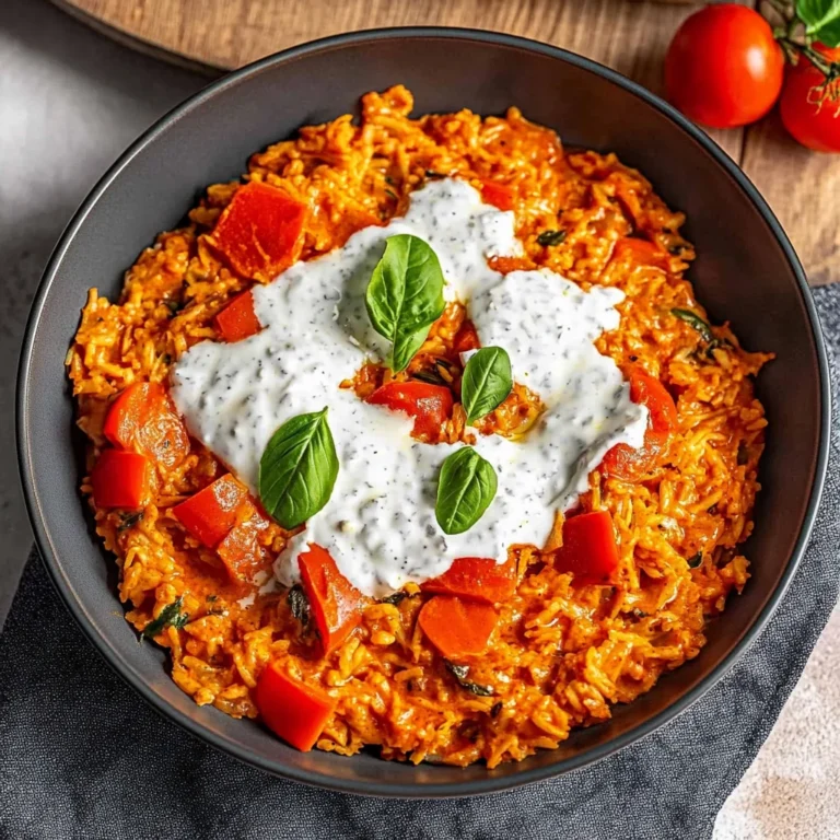 Paprika-Reis-Pfanne mit Joghurtsoße: Farbexplosion auf de…