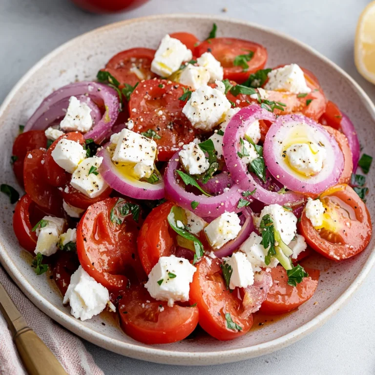 Tomatensalat mit Feta und Zwiebeln: Erfrischend lecker!