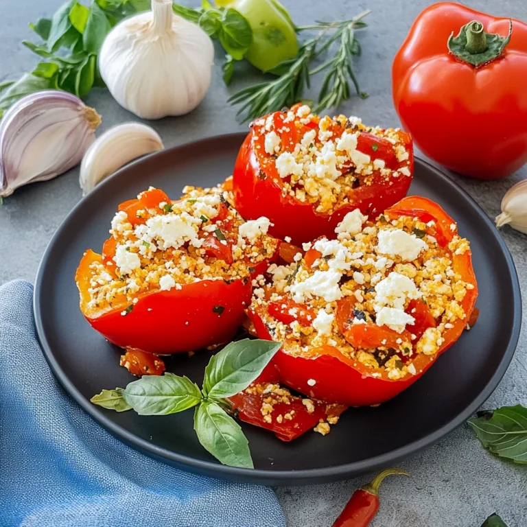 Vegetarisch gefüllte Paprika mit Reis und Feta: Ein Festmahl