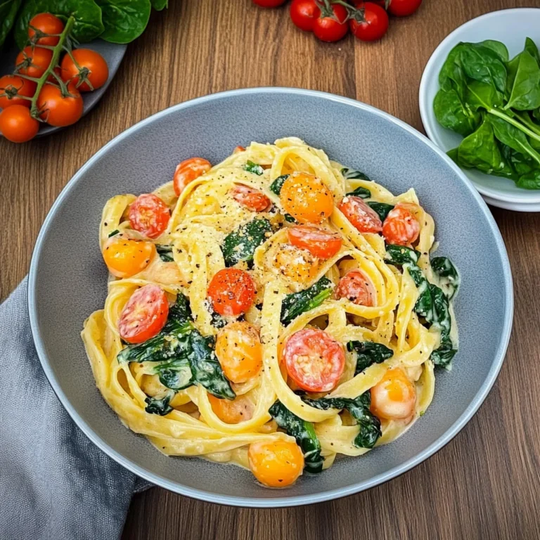 Cremige Nudeln mit Tomaten und Spinat: Ein Genuss für all…