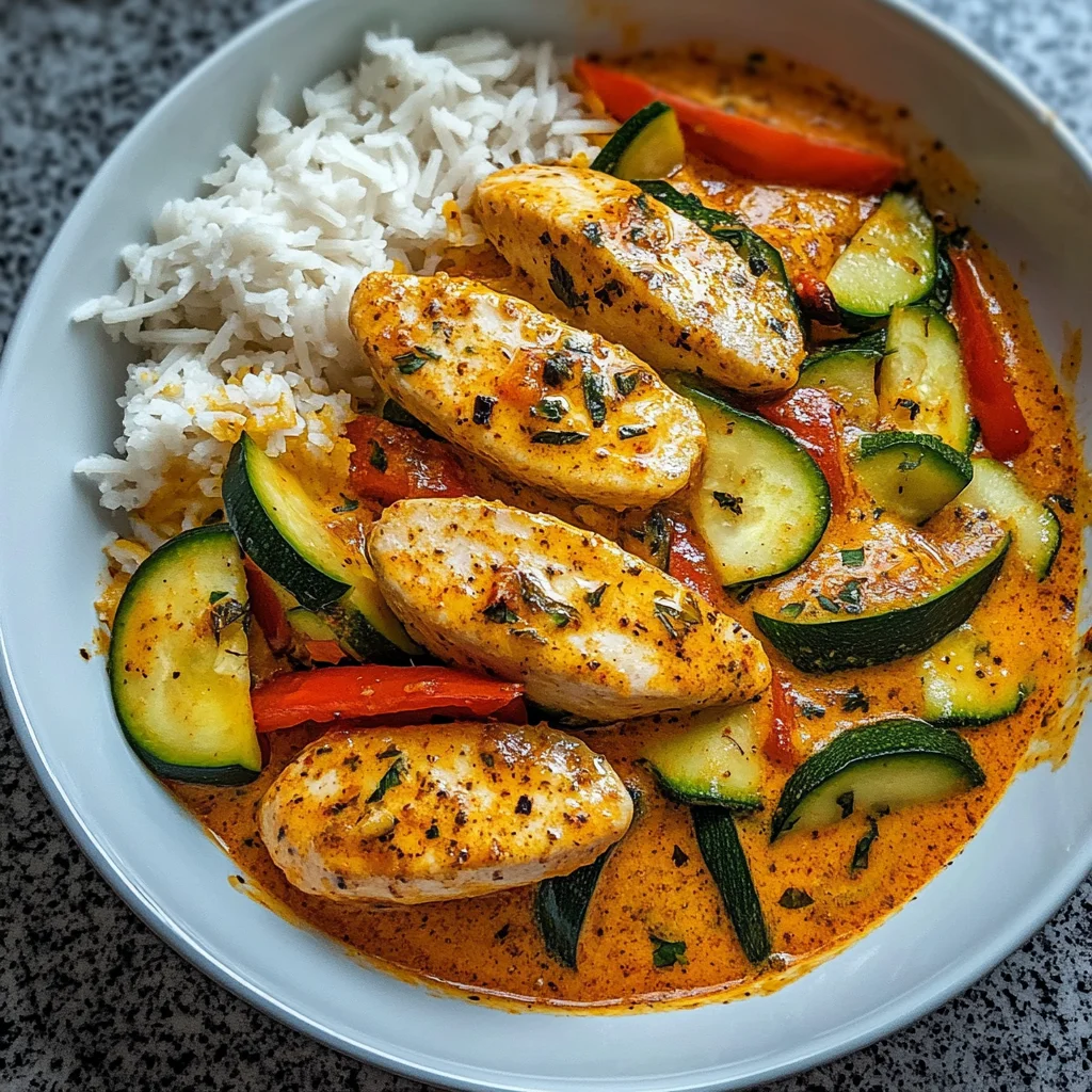 Cremiges Paprika-Zucchini-Hähnchen: Ein Genuss für die Sinne