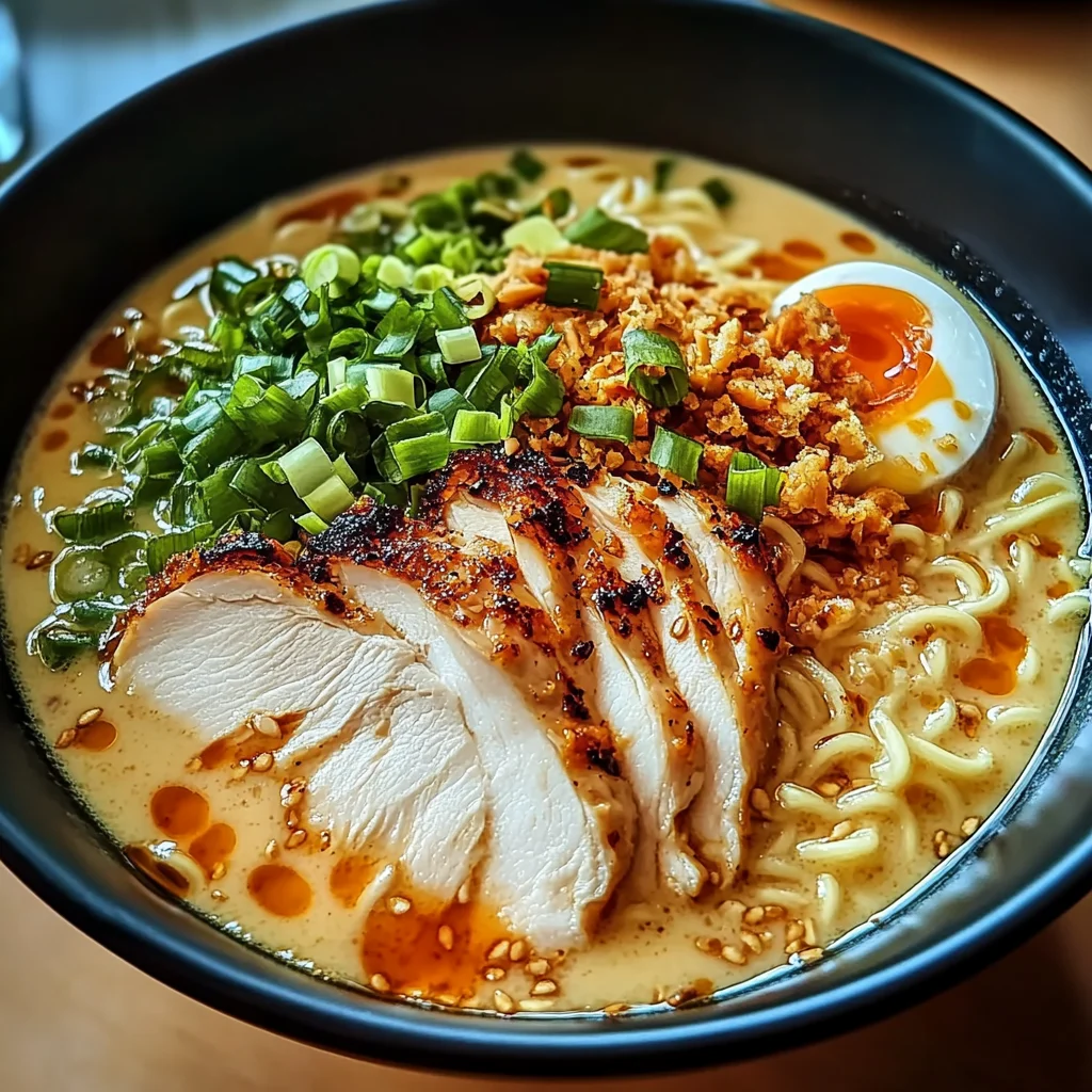 Feuriges Chicken Ramen mit cremiger Knoblauchsoße: Ein Ge…