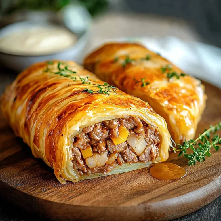 Herzhafte Hackfleisch-Käse-Rolle mit Blätterteig: Genuss pur