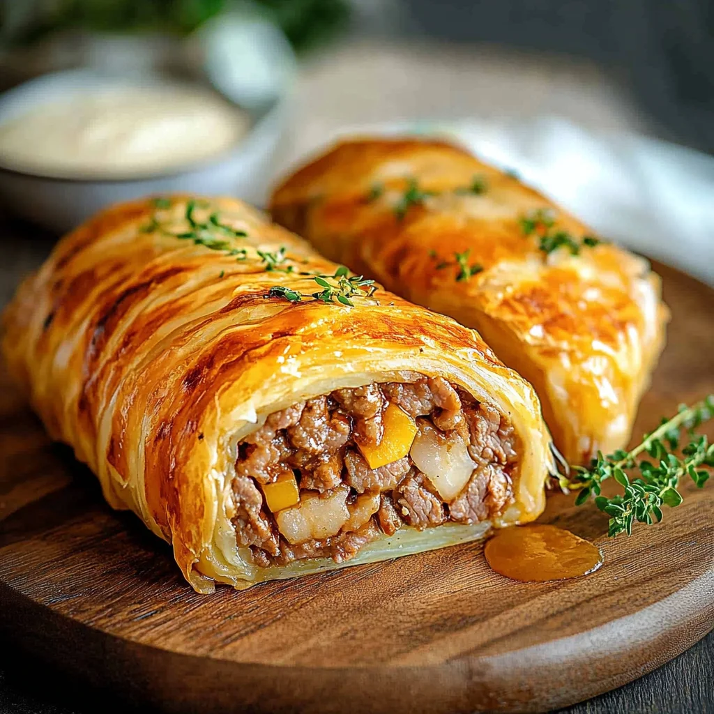 Herzhafte Hackfleisch-Käse-Rolle mit Blätterteig: Genuss pur