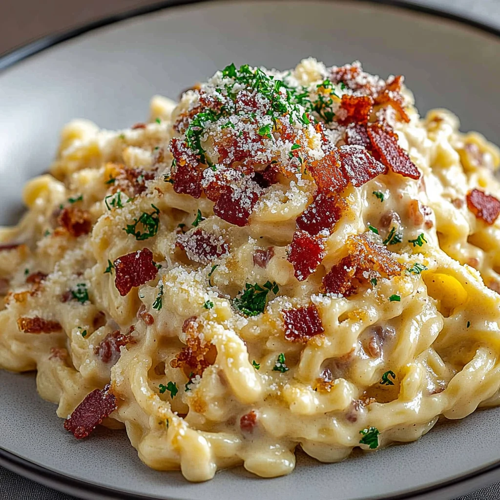 Spätzle-Carbonara mit knusprigem Speck: Herzhaft genießen